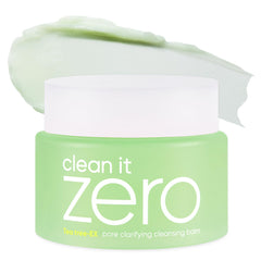 BANILA CO Clean it Zero Pore Balm packaging highlights vegan formula for easy makeup removal.