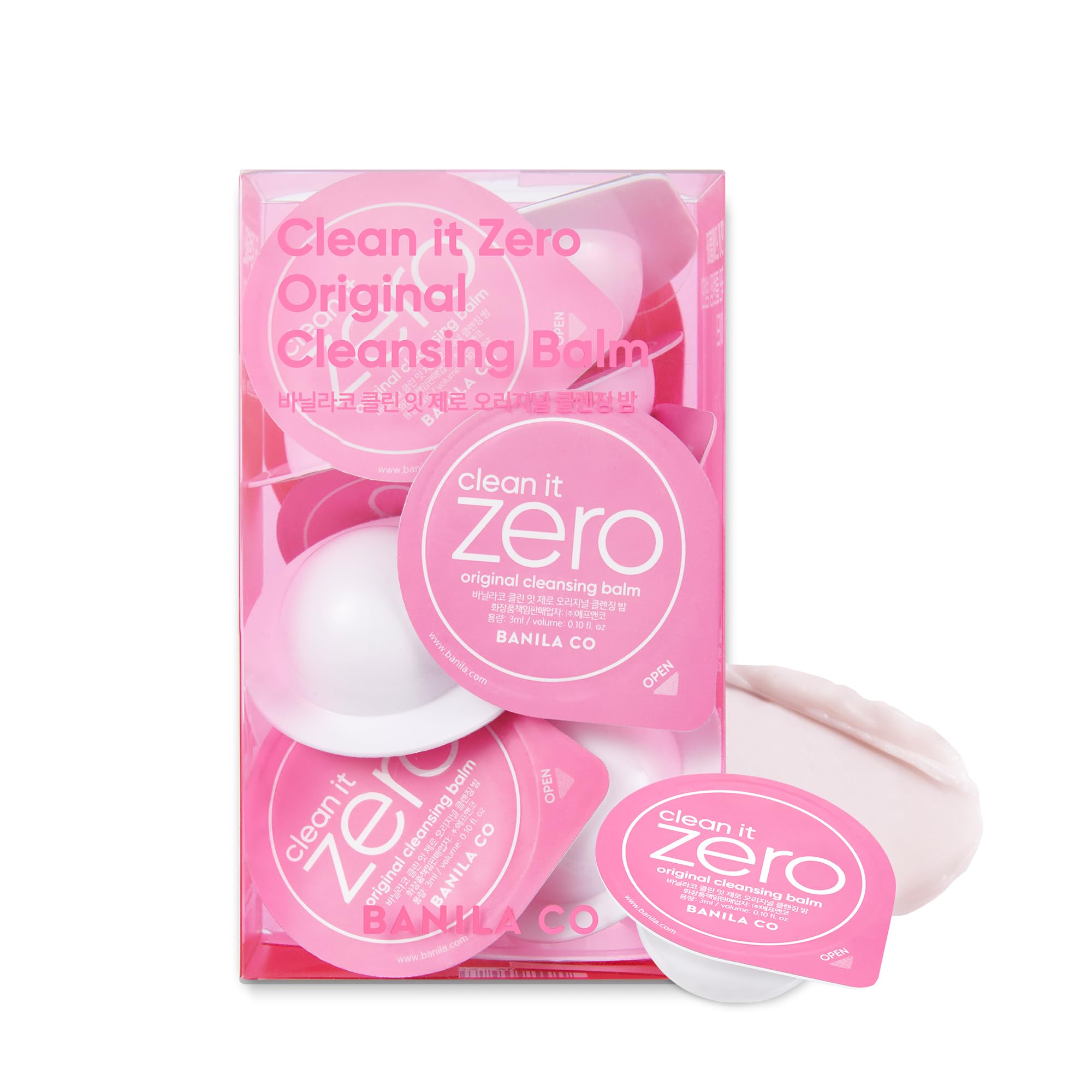 BANILA CO Clean It Zero travel kit pods shown for easy daily cleansing on the go