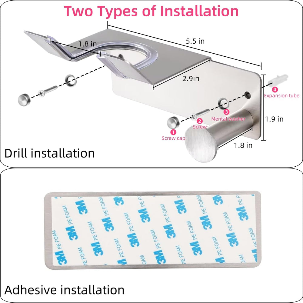 BANJEKT adhesive kit enables flexible mounting on tile or drywall.