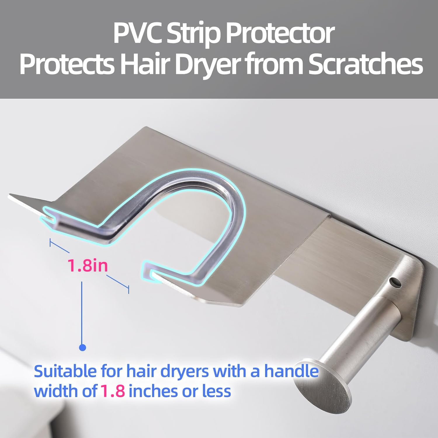 BANJEKT stainless steel Dyson holder resists rust for long-lasting bathroom use.