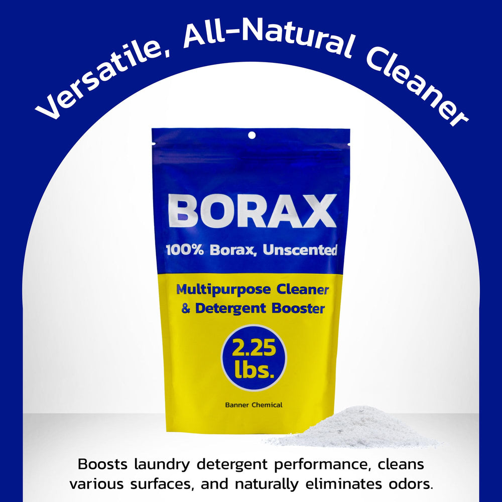 Banner Chemical Borax DIY cleaning setup for home tasks.