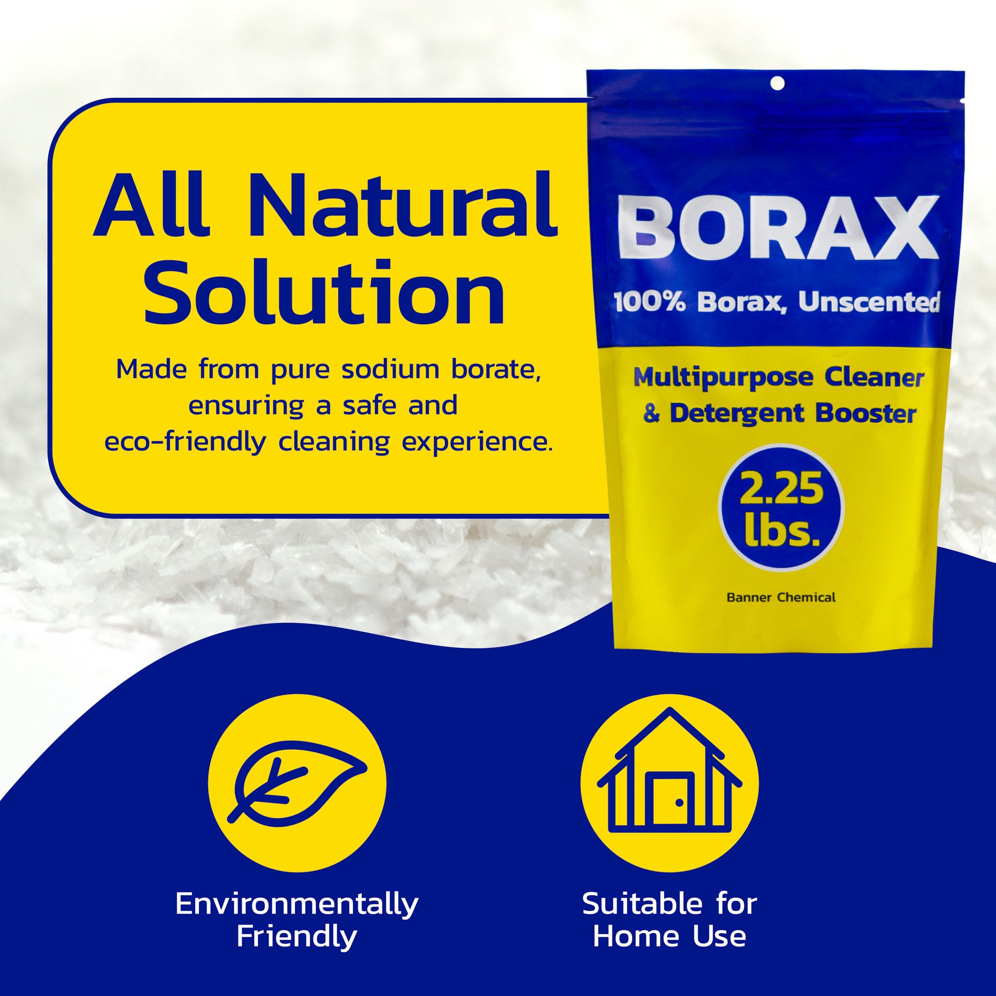 Made in the USA label on Banner Chemical Borax bottle.