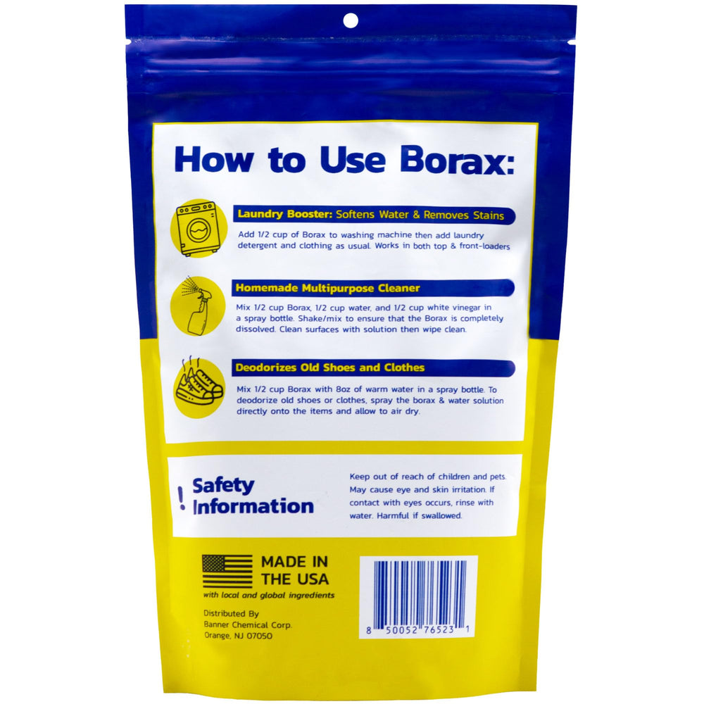 Banner Chemical Raw Borax stored in a resealable bag.