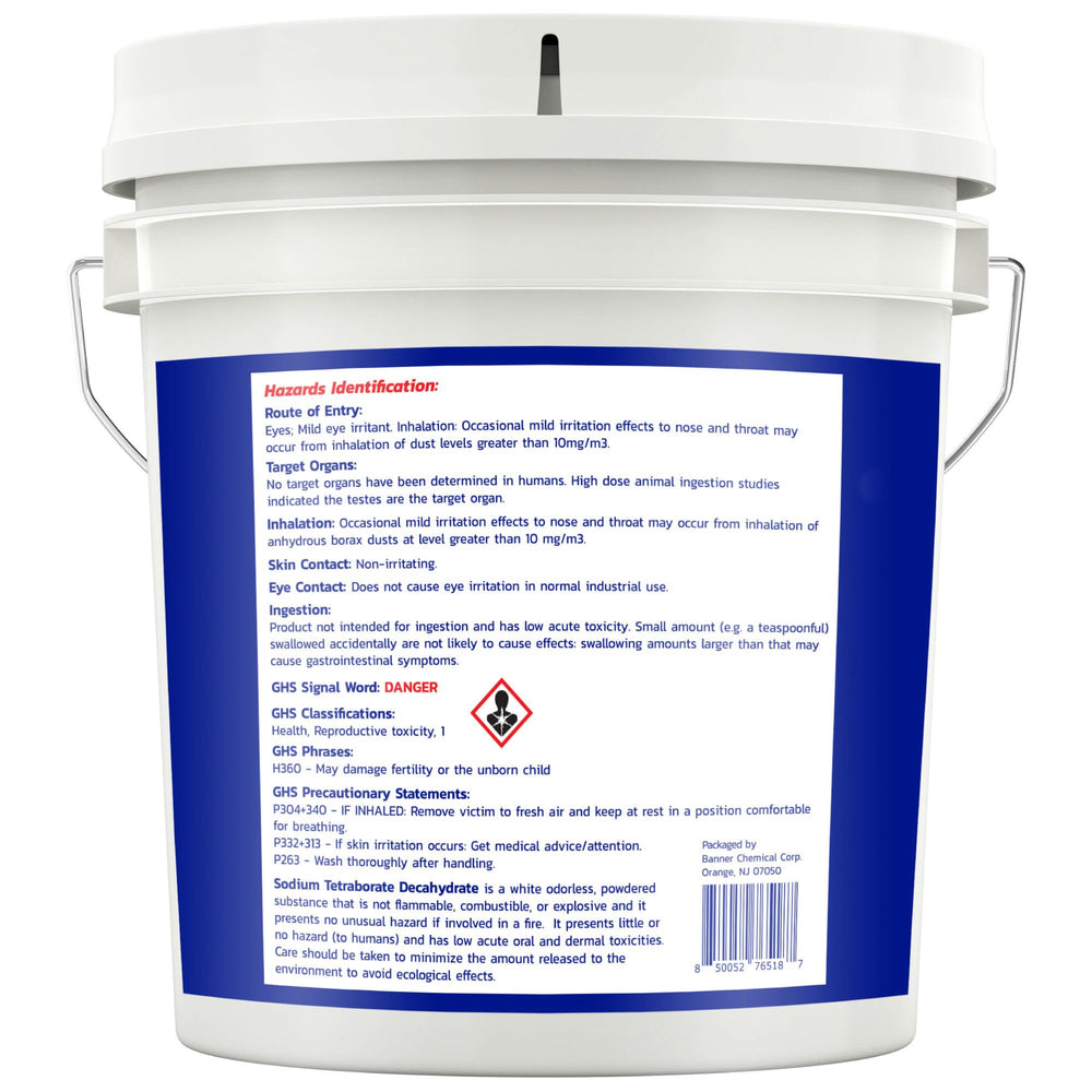 Banner Chemical Raw Borax storage tub for easy dispensing
