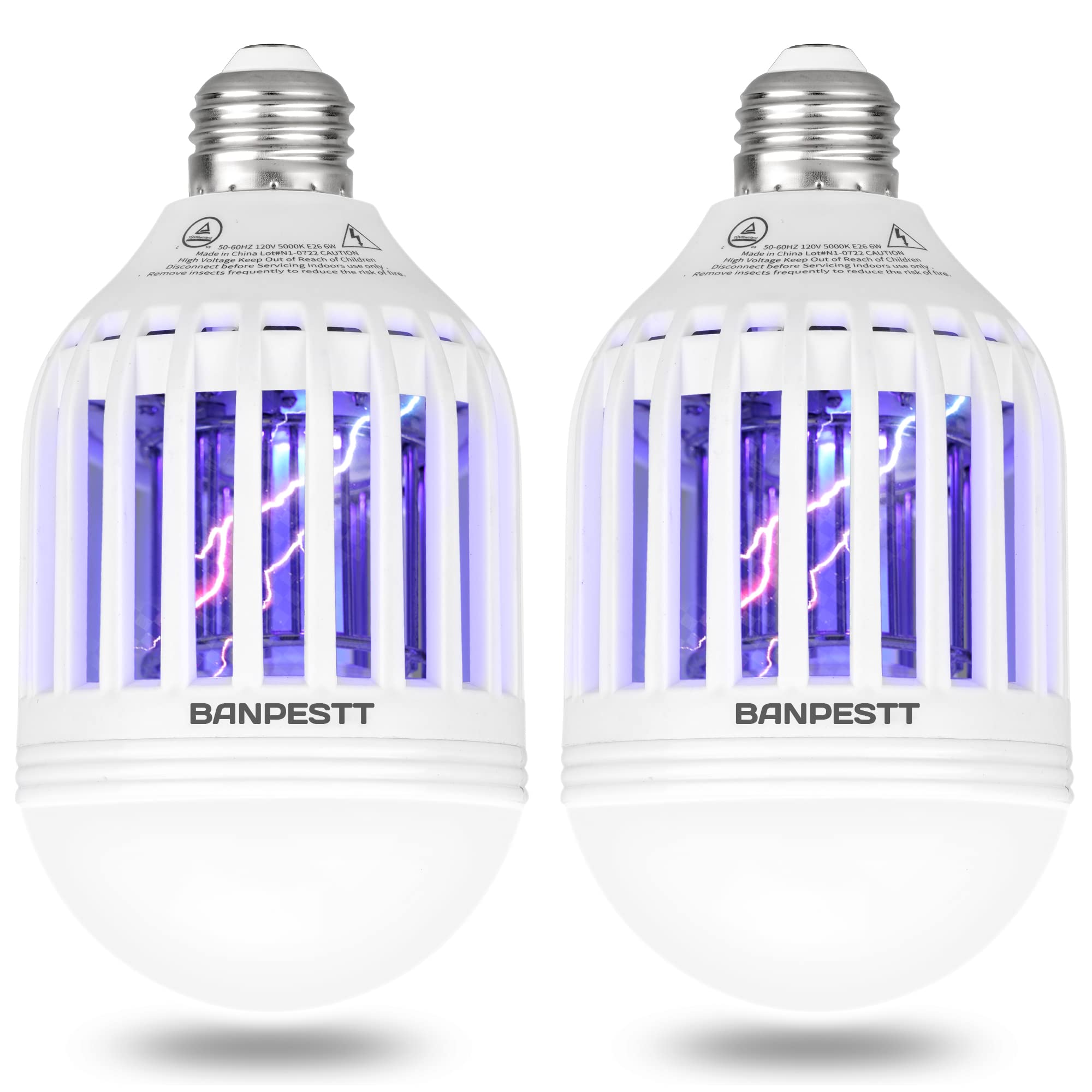 BANPESTT bug zapper lightbulb indoors provides light and pest control.