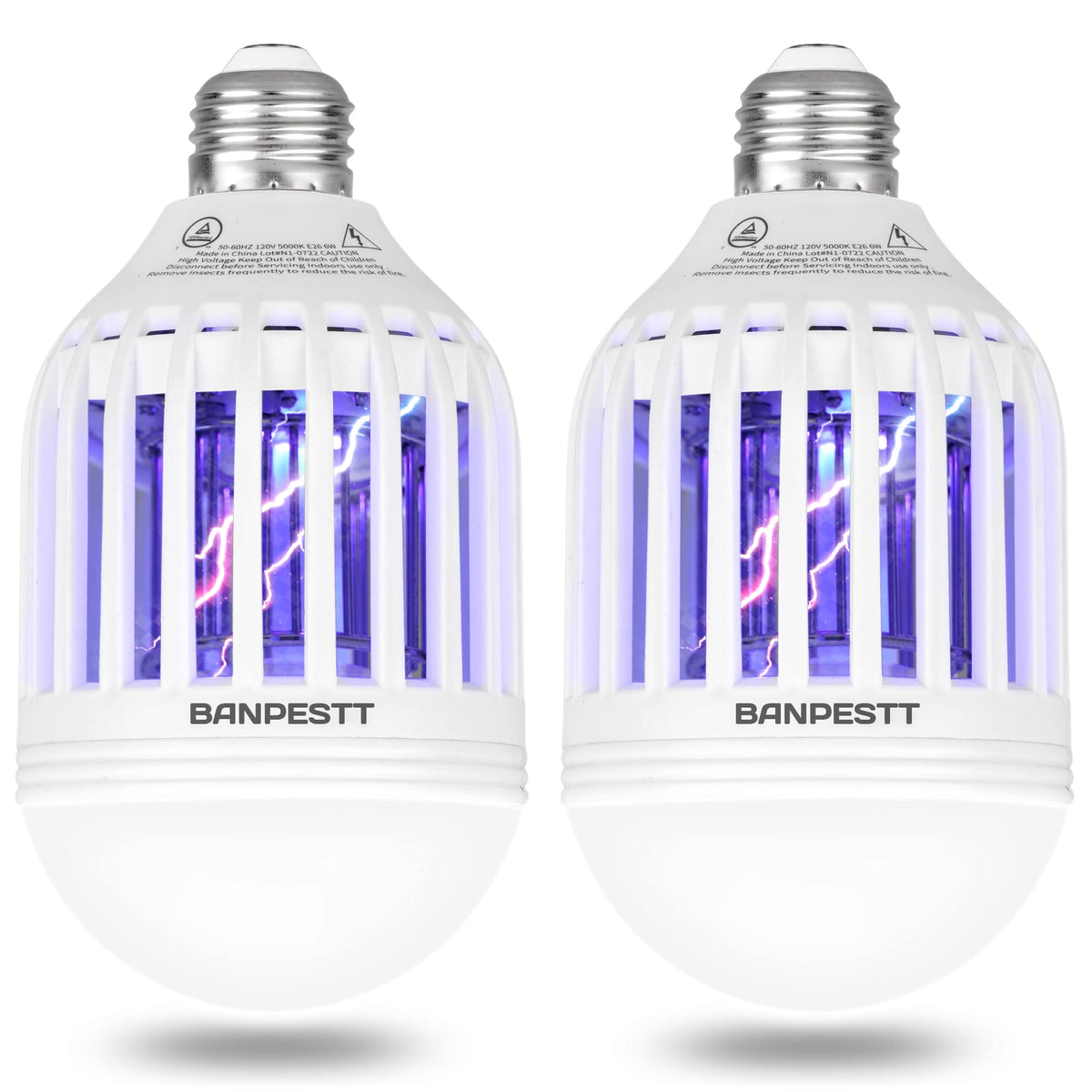 BANPESTT bug zapper lightbulb indoors provides light and pest control.