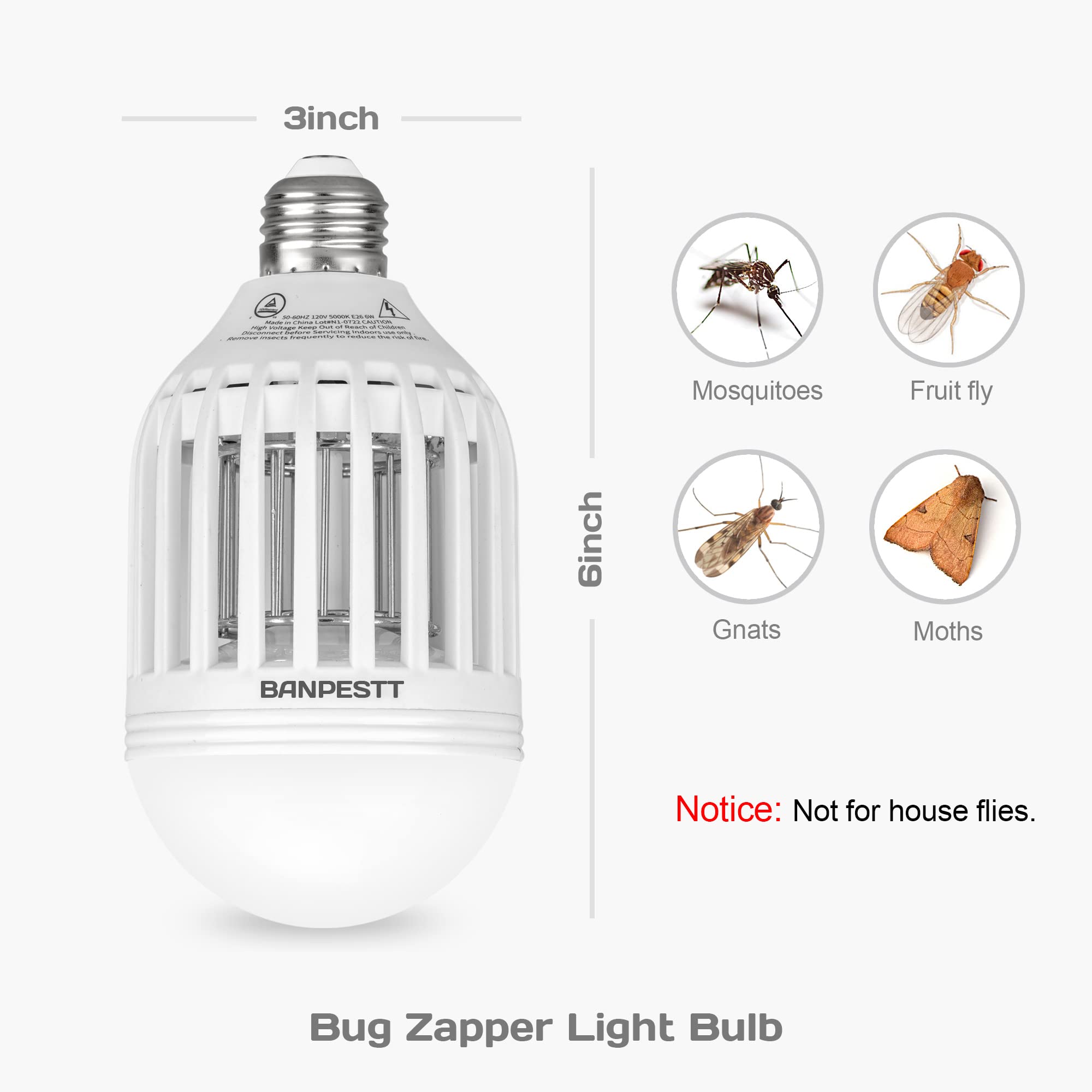BANPESTT bug zapper lightbulb on patio for outdoor pest protection.