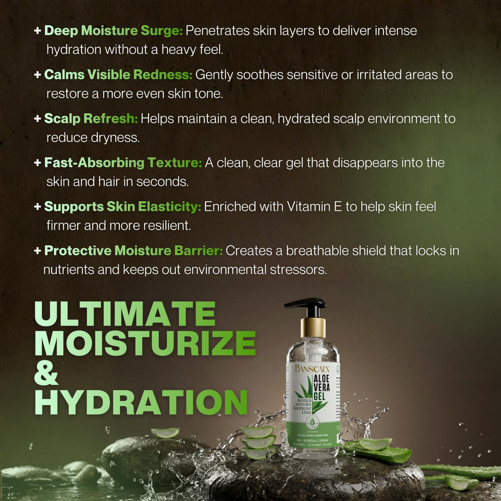 BANSCALX Aloe Vera Gel non-sticky texture for fast absorption daily use.