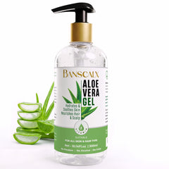 BANSCALX Aloe Vera Gel in a pump bottle for quick facial and body hydration.