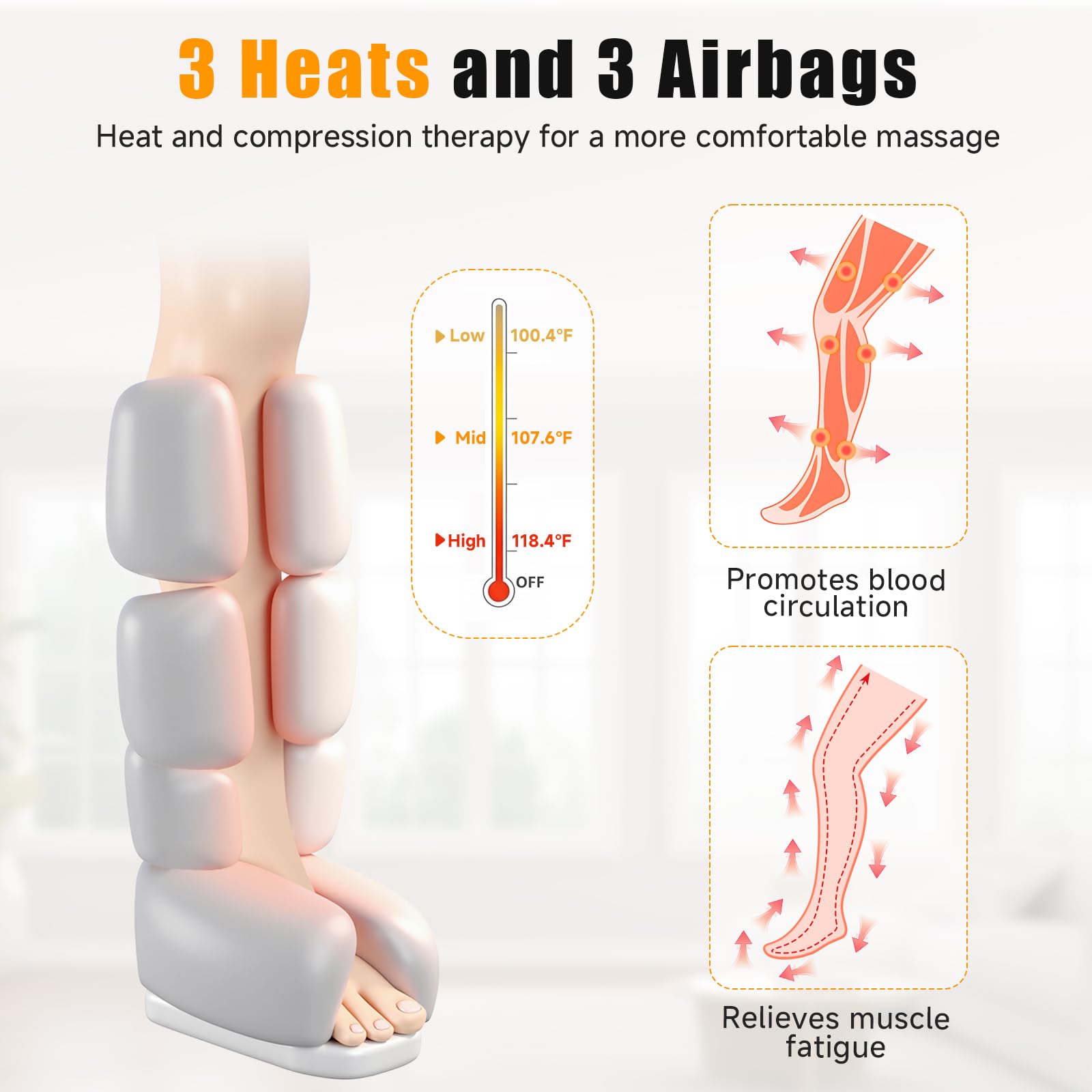 Banspol leg massager 3 heat settings provide gentle to warm warmth