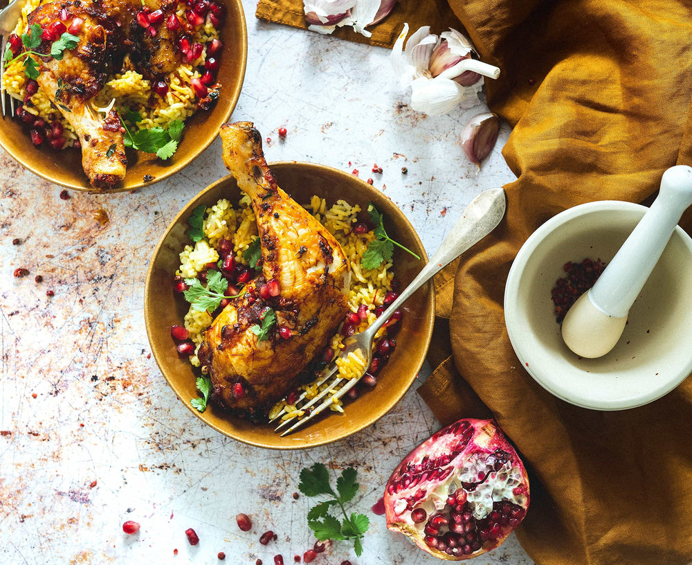 Banu Saffron chicken curry dish shot highlights aroma and depth of flavor.