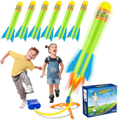 Banvih rocket-launcher-outdoor-fun shows kids launching foam rockets in a sunny backyard.