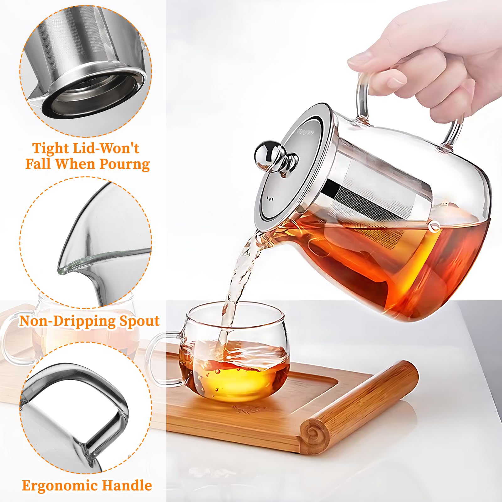 Ergonomic handle provides comfortable, controlled pouring for daily tea rituals.