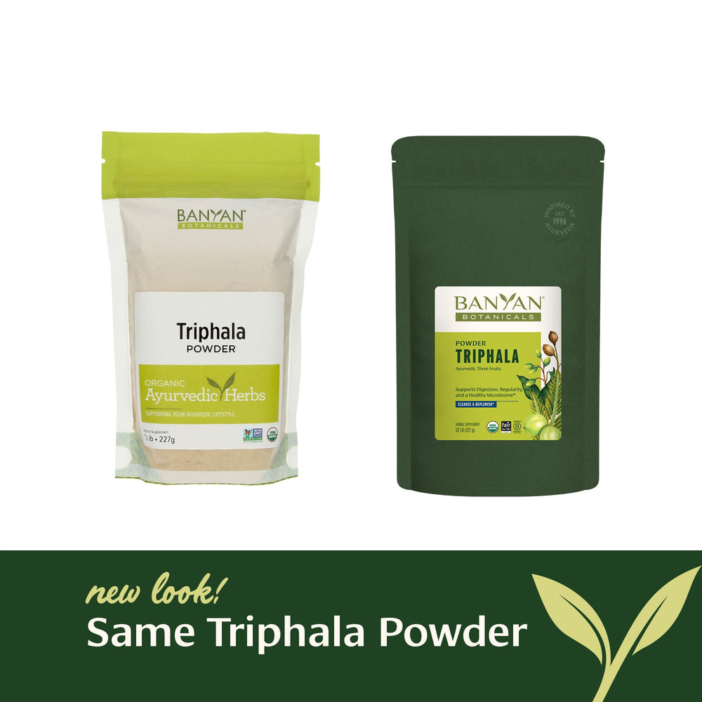 Banyan Botanicals Triphala ingredients closeup amla haritaki bibhitaki