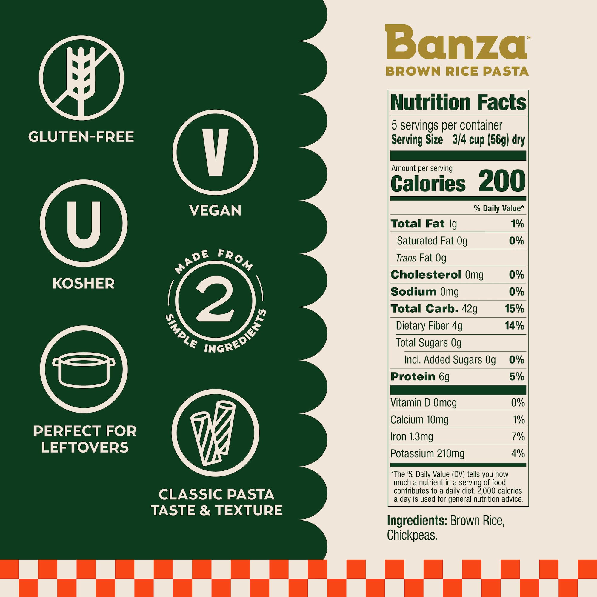 Banza Brown Rice Rotini pantry-display showcases versatile pasta for weeknight meals.