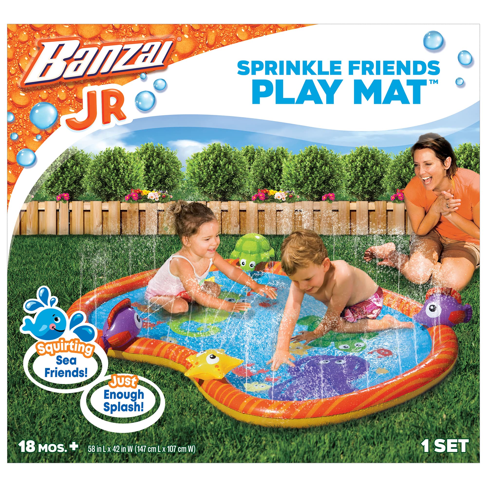 BANZAI Splash Pad 3D sea turtle invites imaginative backyard play and exploration.