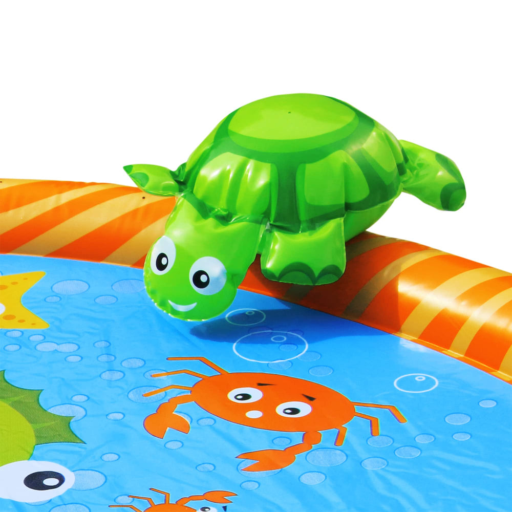 BANZAI Splash Pad durable PVC construction withstands repeated outdoor use.