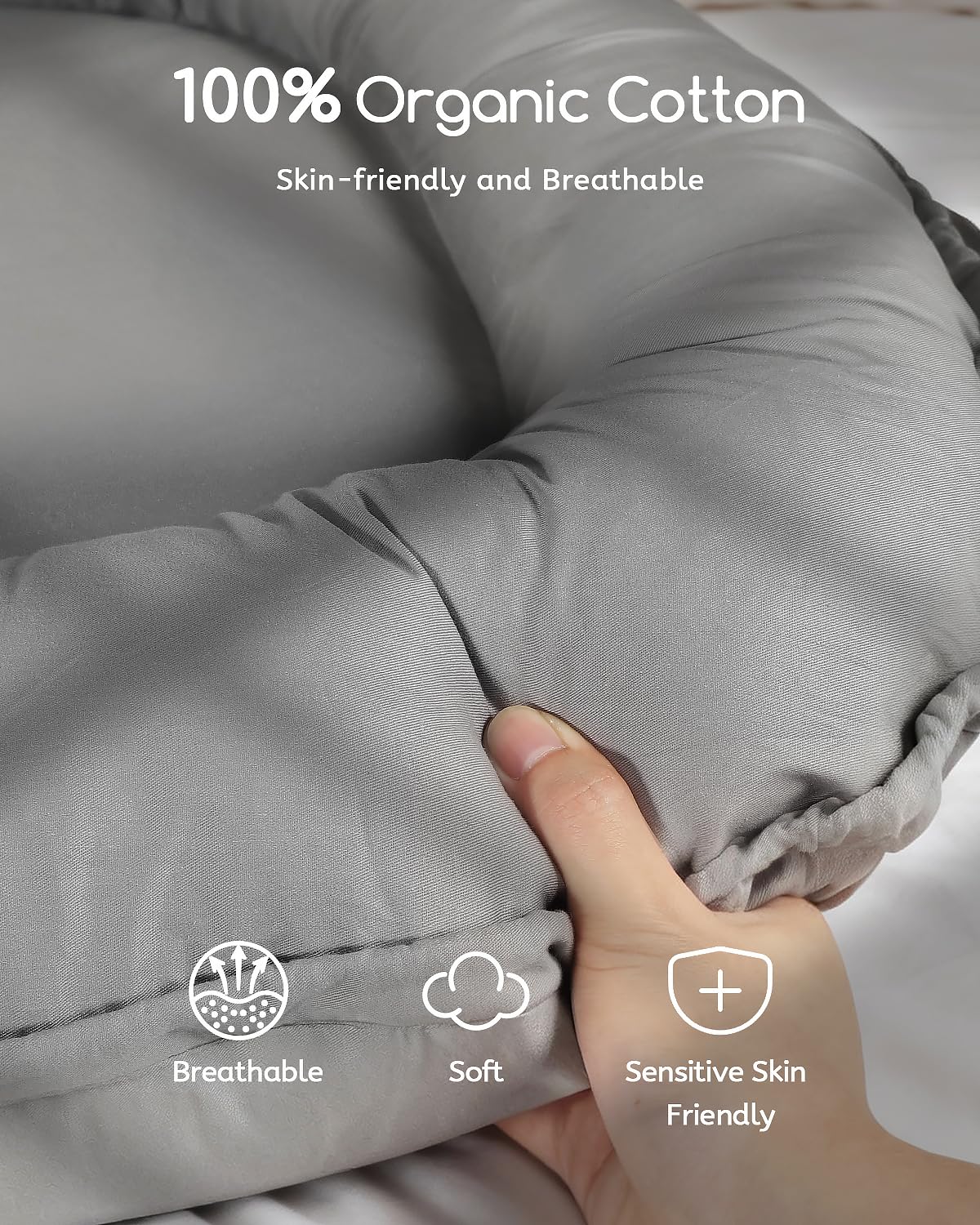 Baobrava Baby Lounger waterproof lining keeps padding clean during spills.