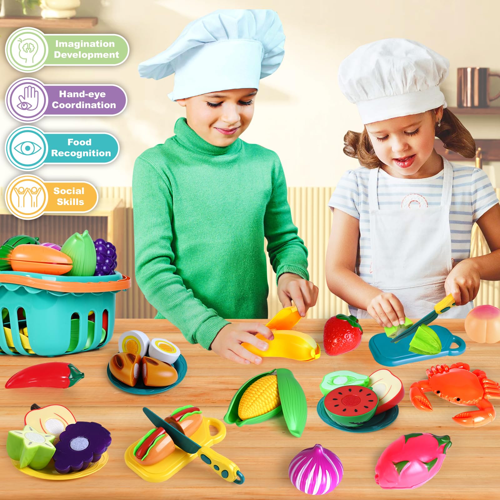 BAODLON assorted food pieces promote color and shape recognition