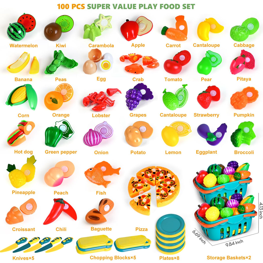 BAODLON play food set cutting boards for safe pretend slicing