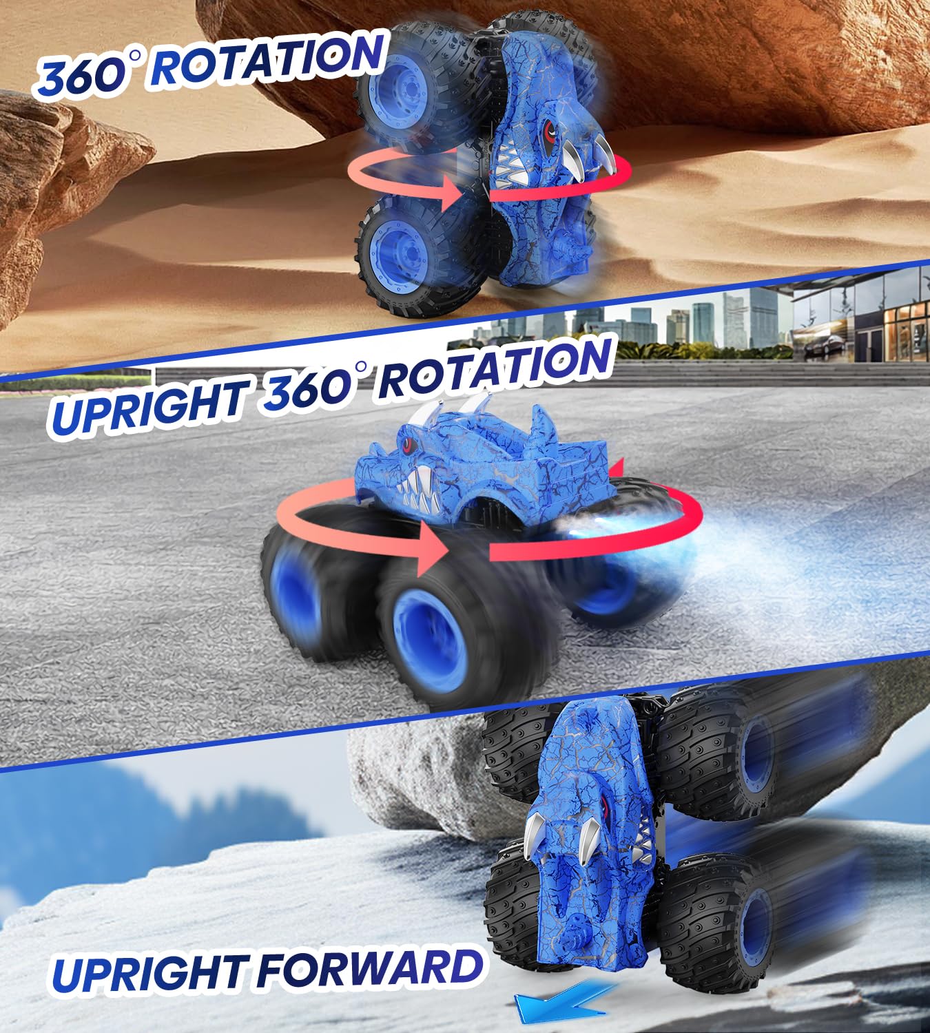 BAODLON RC Monster Truck nocturnal play scene highlights glow effects