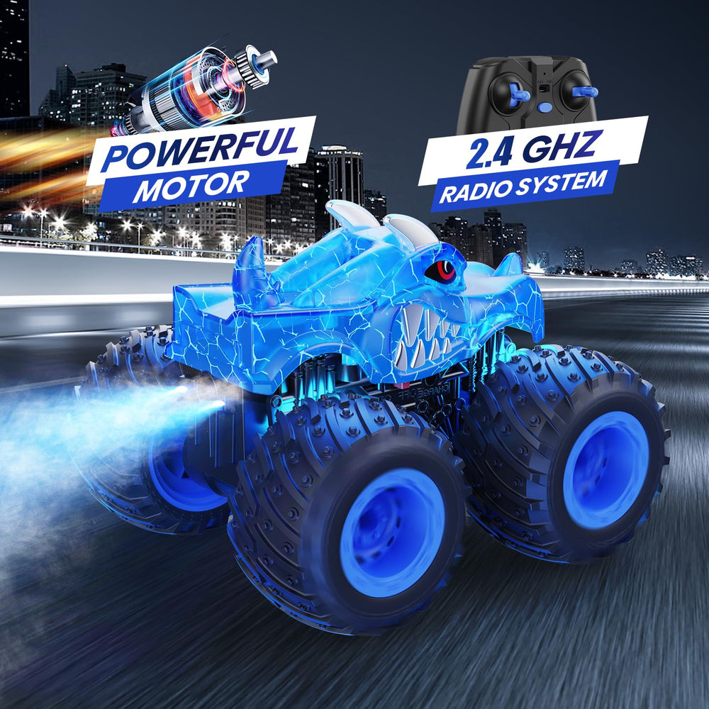 BAODLON RC Monster Truck spray close-up with booster effect for night fun