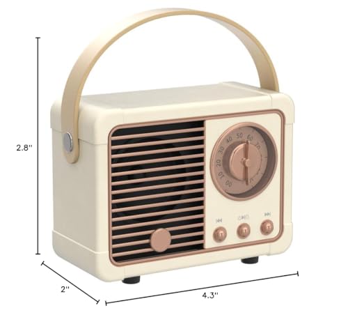 Baolira beige retro speaker on shelf, enhances room decor