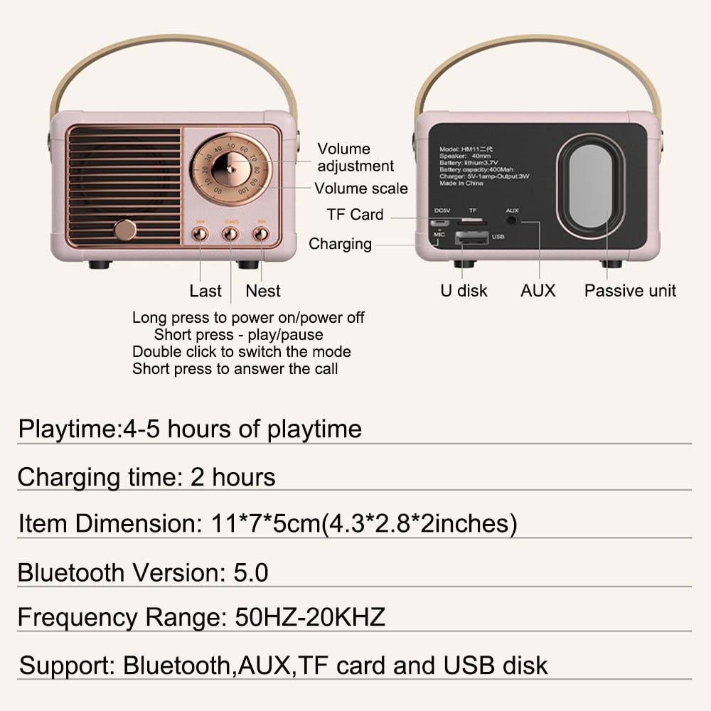 Baolira beige retro speaker with packaging, ideal birthday gift