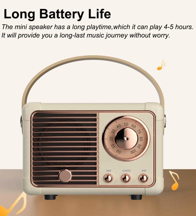 Baolira vintage speaker beige top view, clear stereo sound for outdoors