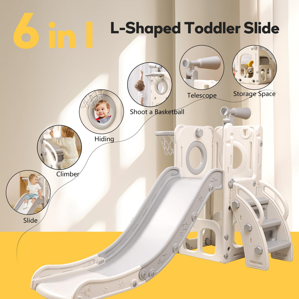 Baotree 6-in-1 playset basketball hoop invites active play.
