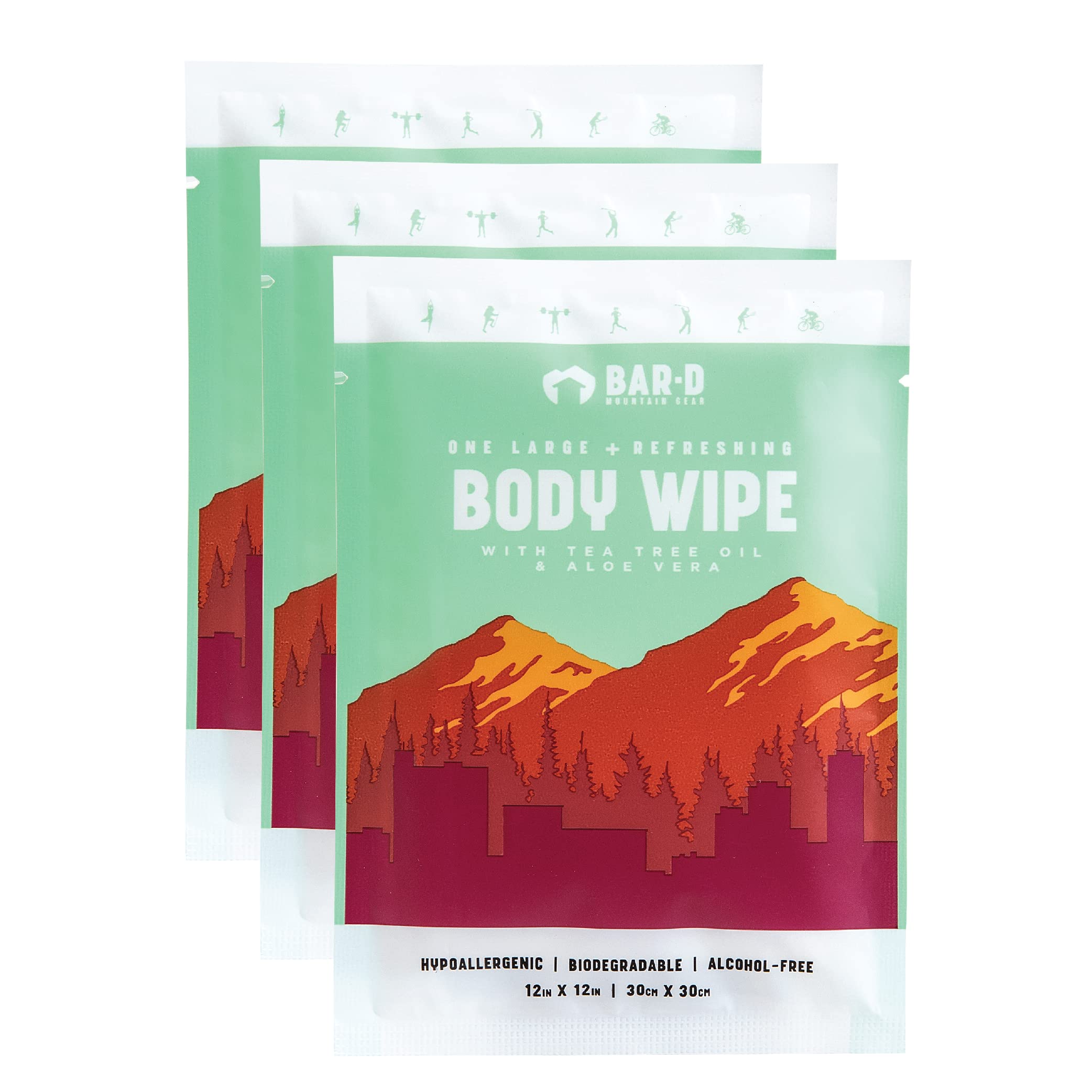 Bar-D Mountain Gear biodegradable wipes with tea tree oil for travel.