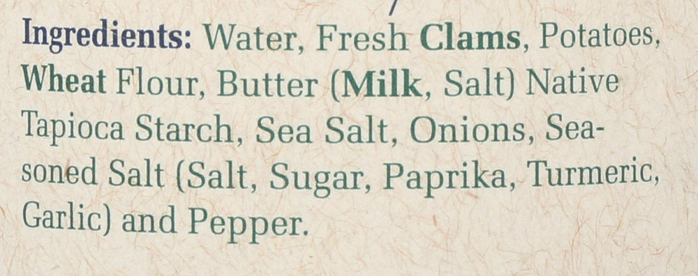 Bar Harbor Clam Chowder label-nutrition notes zero trans fat and serving details