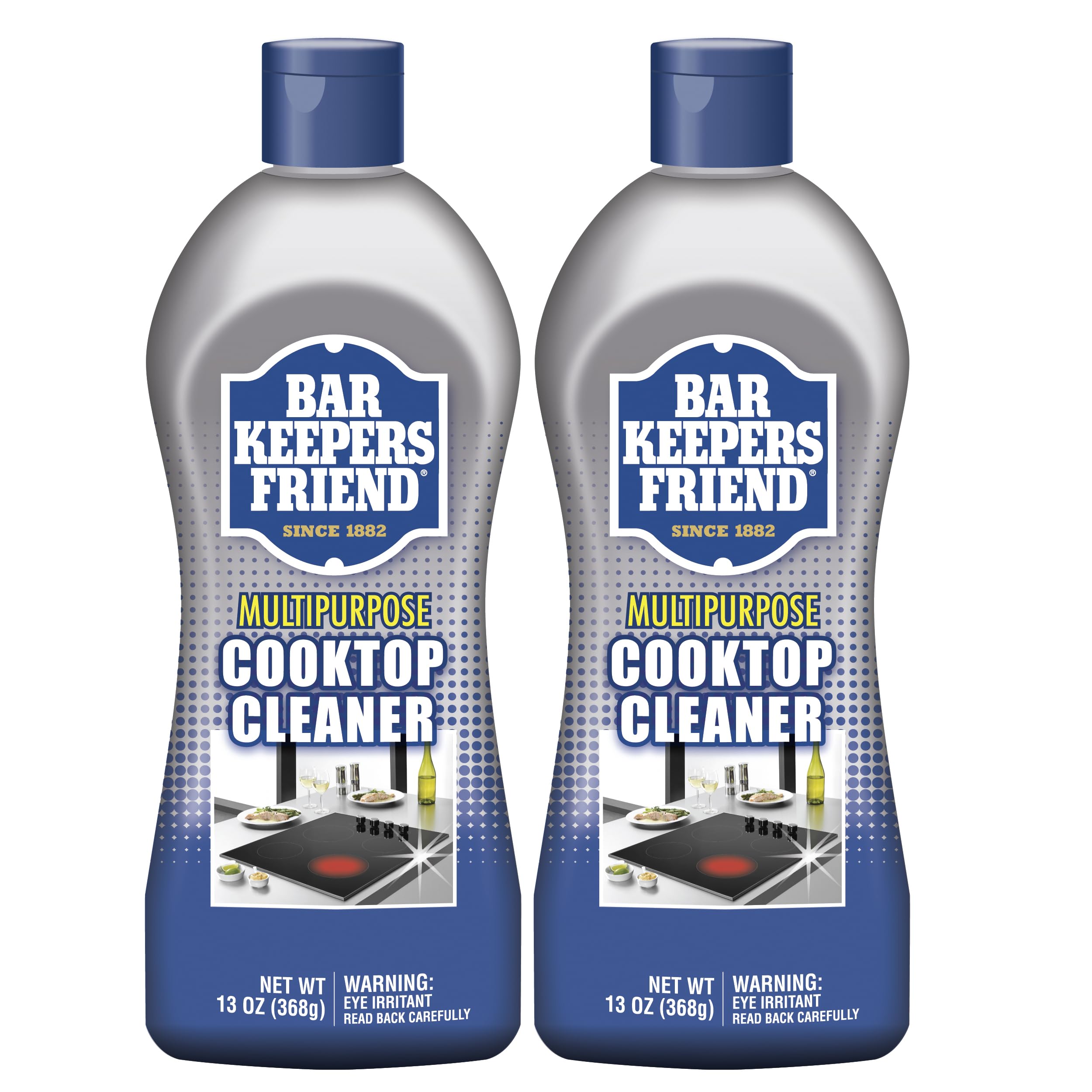 Bar Keepers Friend Cooktop Cleaner bottle front for easy stain removal on glass