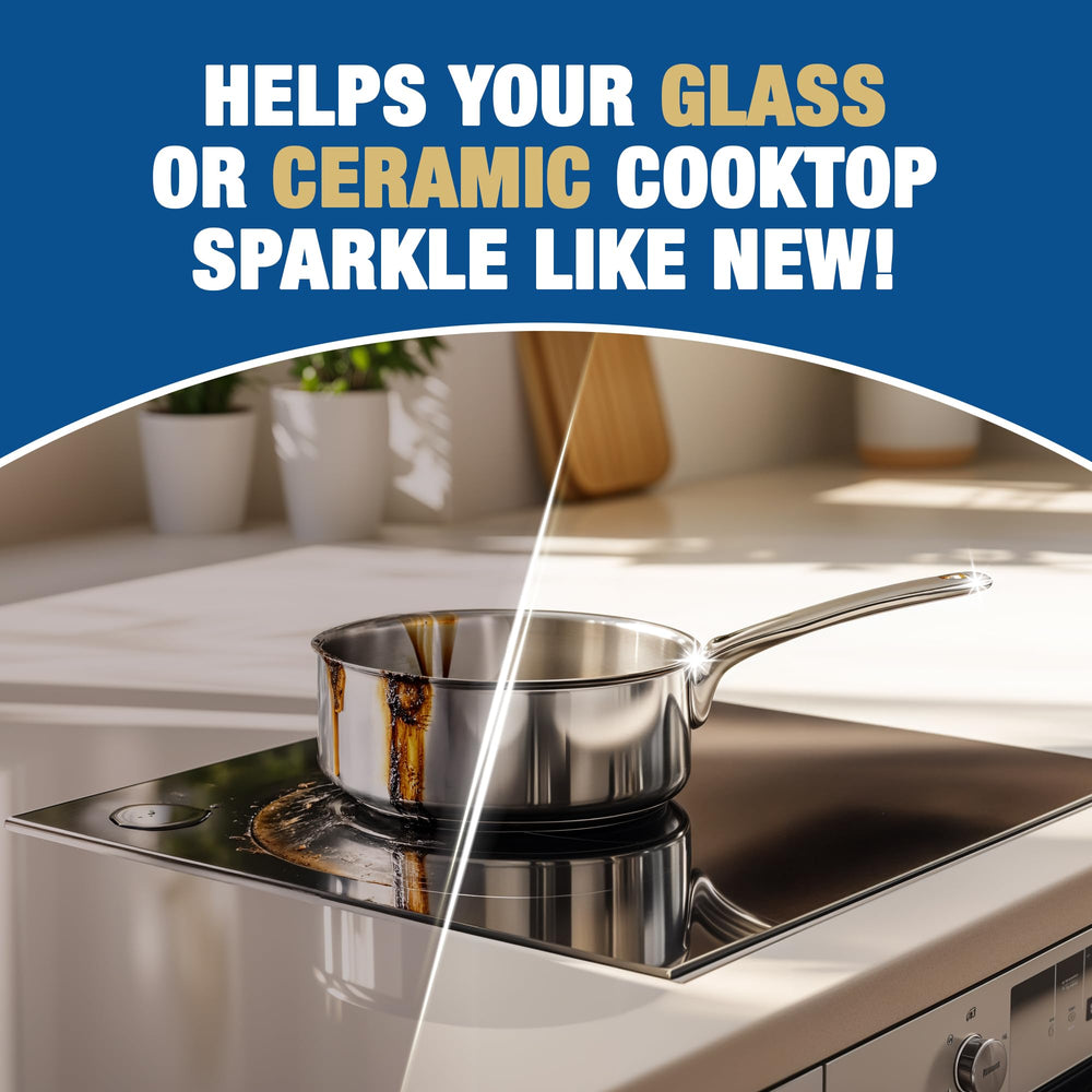 Bar Keepers Friend Cooktop Cleaner apply with damp sponge for quick prep.