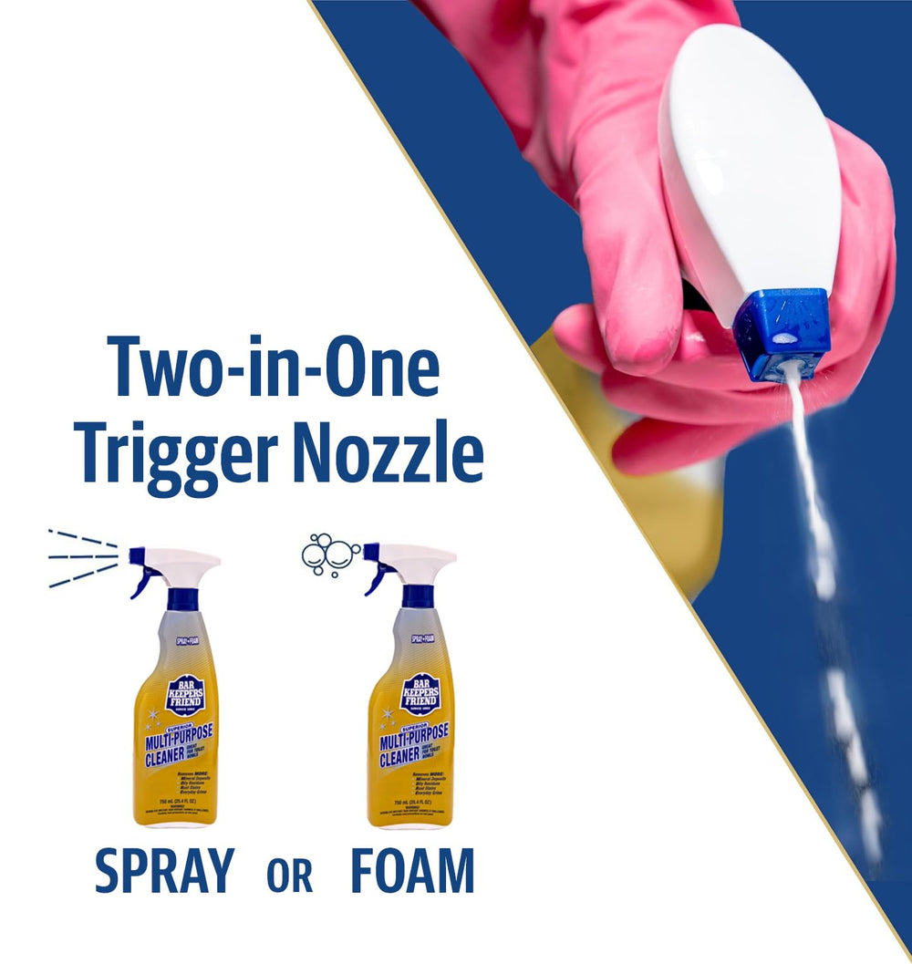 Bar Keepers Friend MORE Spray Foam removes mineral deposits on backsplashes