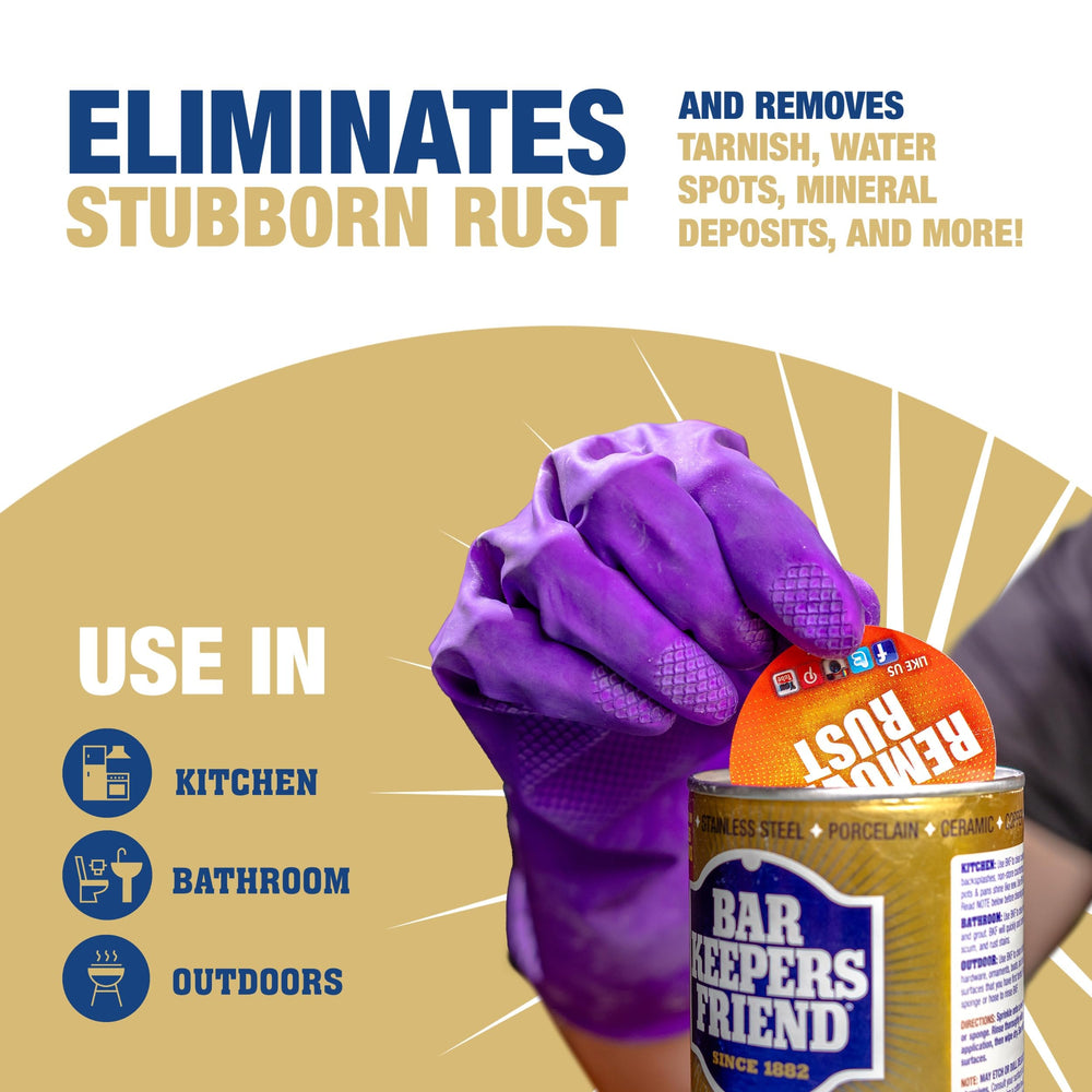 Bar Keepers Friend powder cleanser tile clean demonstrates grime removal on tiles