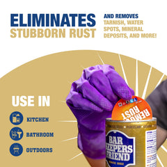 Bar Keepers Friend powder cleanser tile clean demonstrates grime removal on tiles