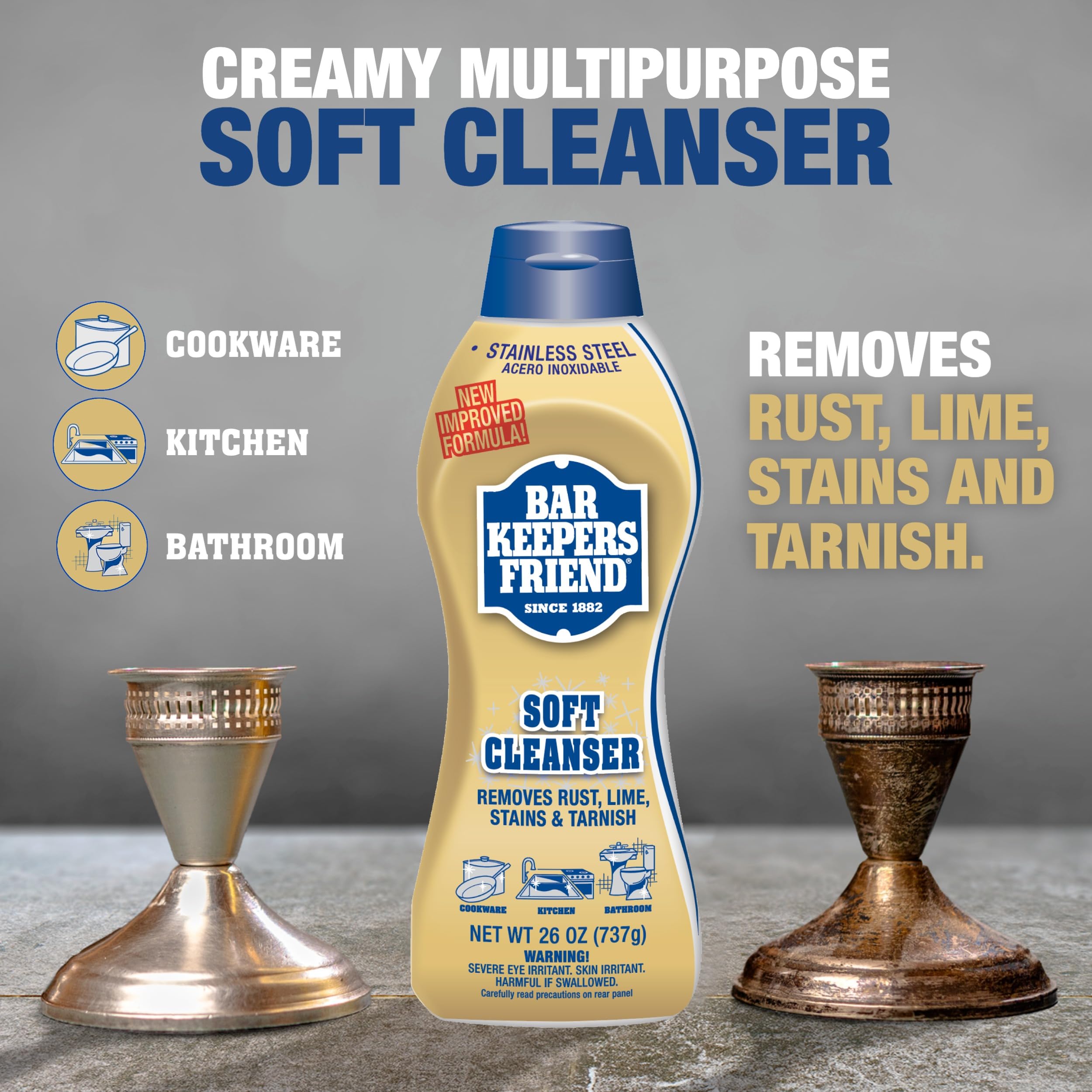 Bar Keepers Friend Soft Cleanser cleans grout and bathroom tiles effectively