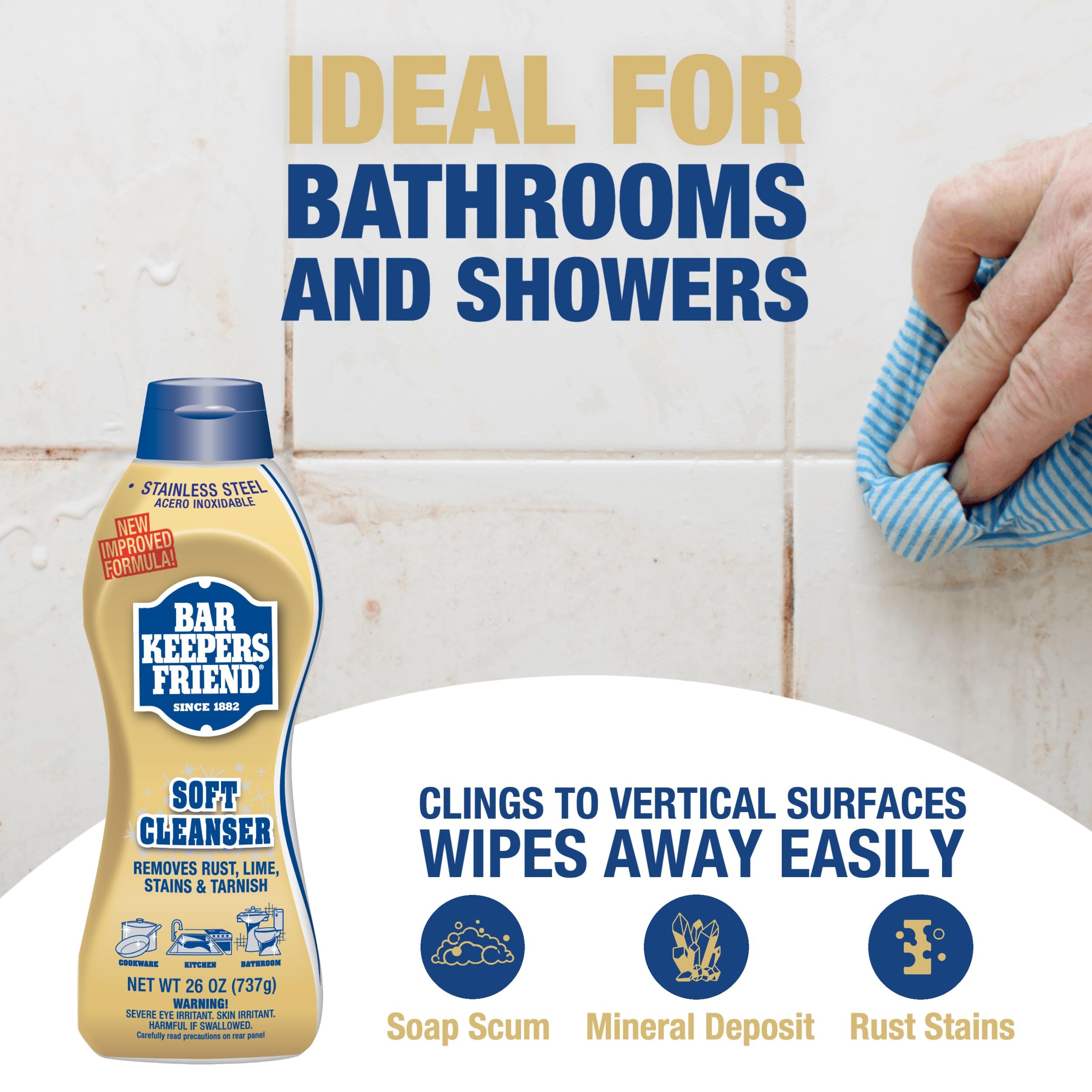Bar Keepers Friend Soft Cleanser preserves shine on chrome fixtures