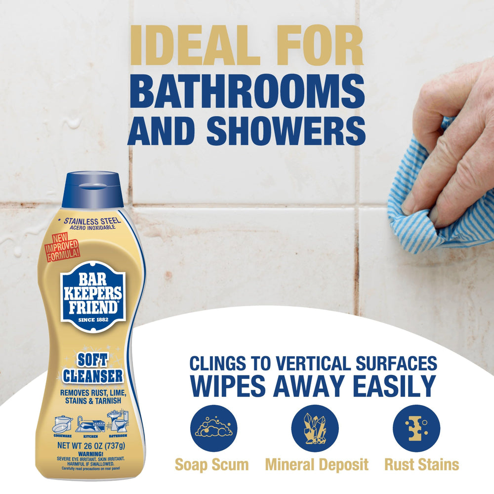 Bar Keepers Friend Soft Cleanser preserves shine on chrome fixtures
