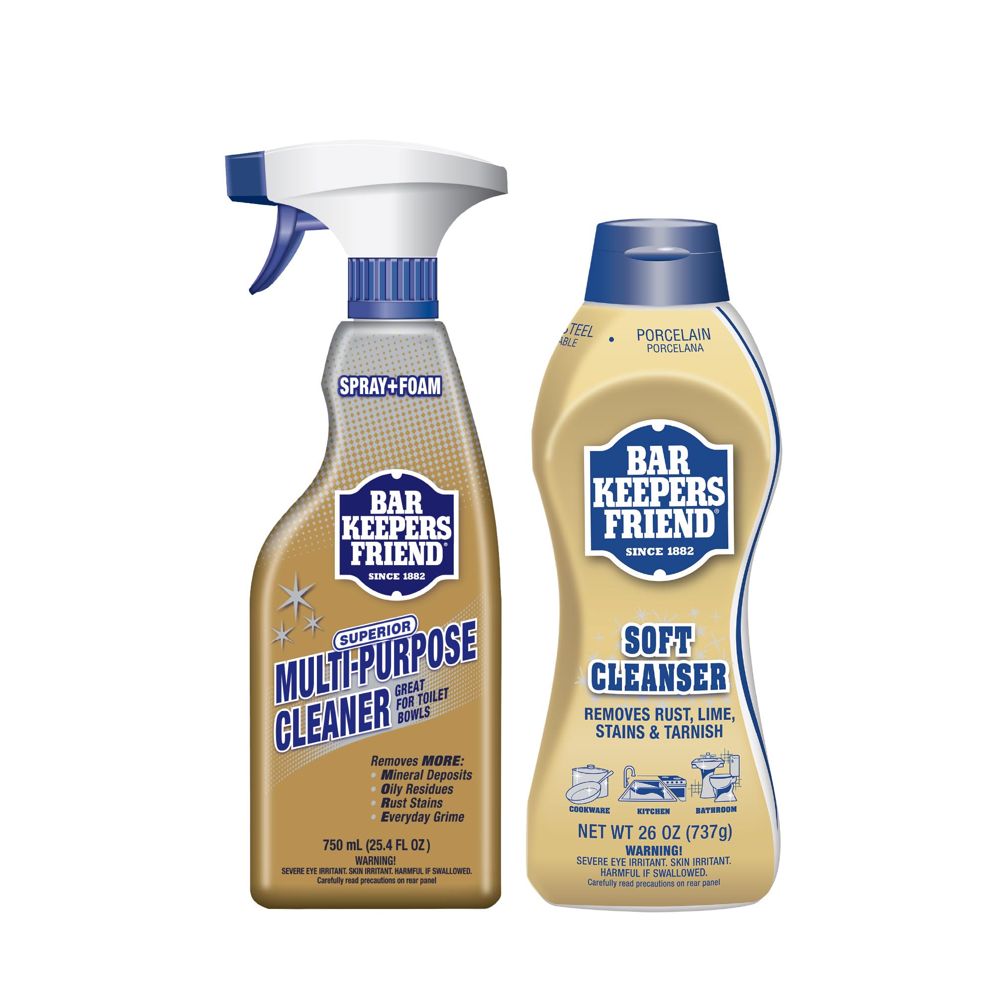Bar Keepers Friend Soft Cleanser cream clings to vertical surfaces removing rust and grime