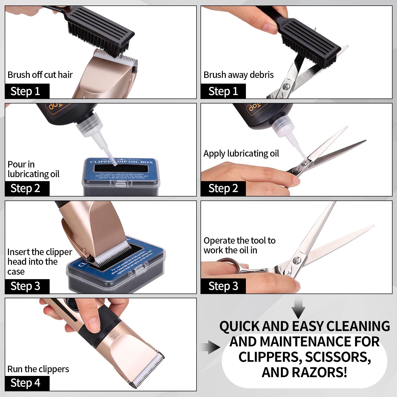 BarberTop clipper maintenance kit in use for at-home and shop setups.