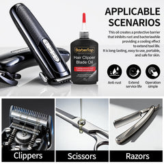 BarberTop oil application on clipper showing even coverage and cooling benefits.