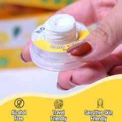 BARBERUPP Hand Pop Lemon Wipes unfold to a 10-inch surface for full cleansing.