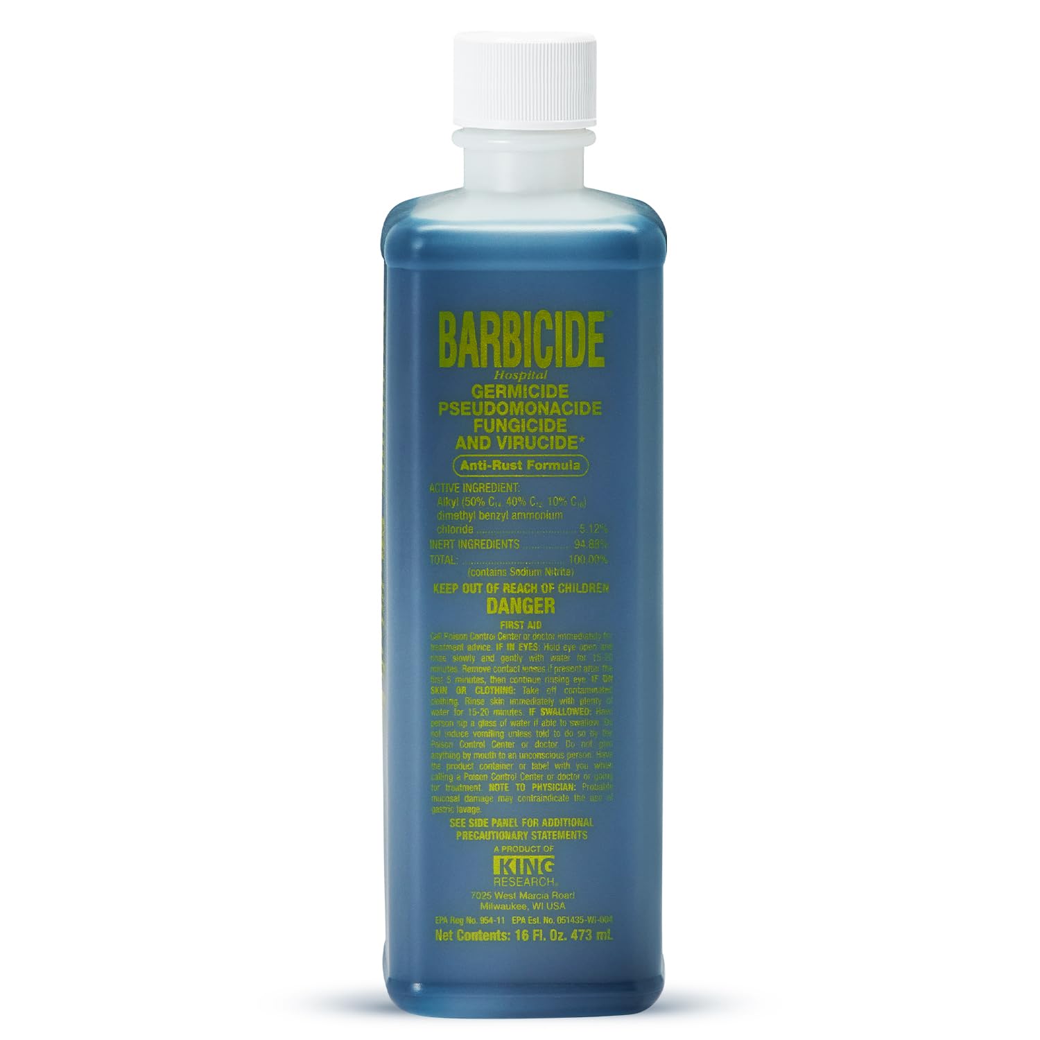 BARBICIDE pint bottle for salon disinfection and tool protection.