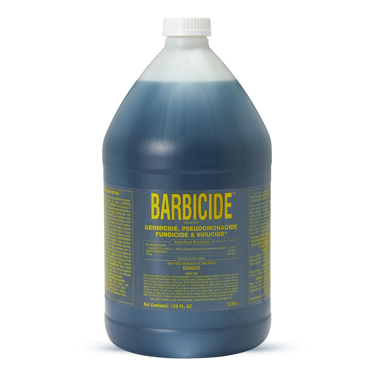 BARBICIDE Gallon bottle pour shows easy dilution for reliable salon sanitization.