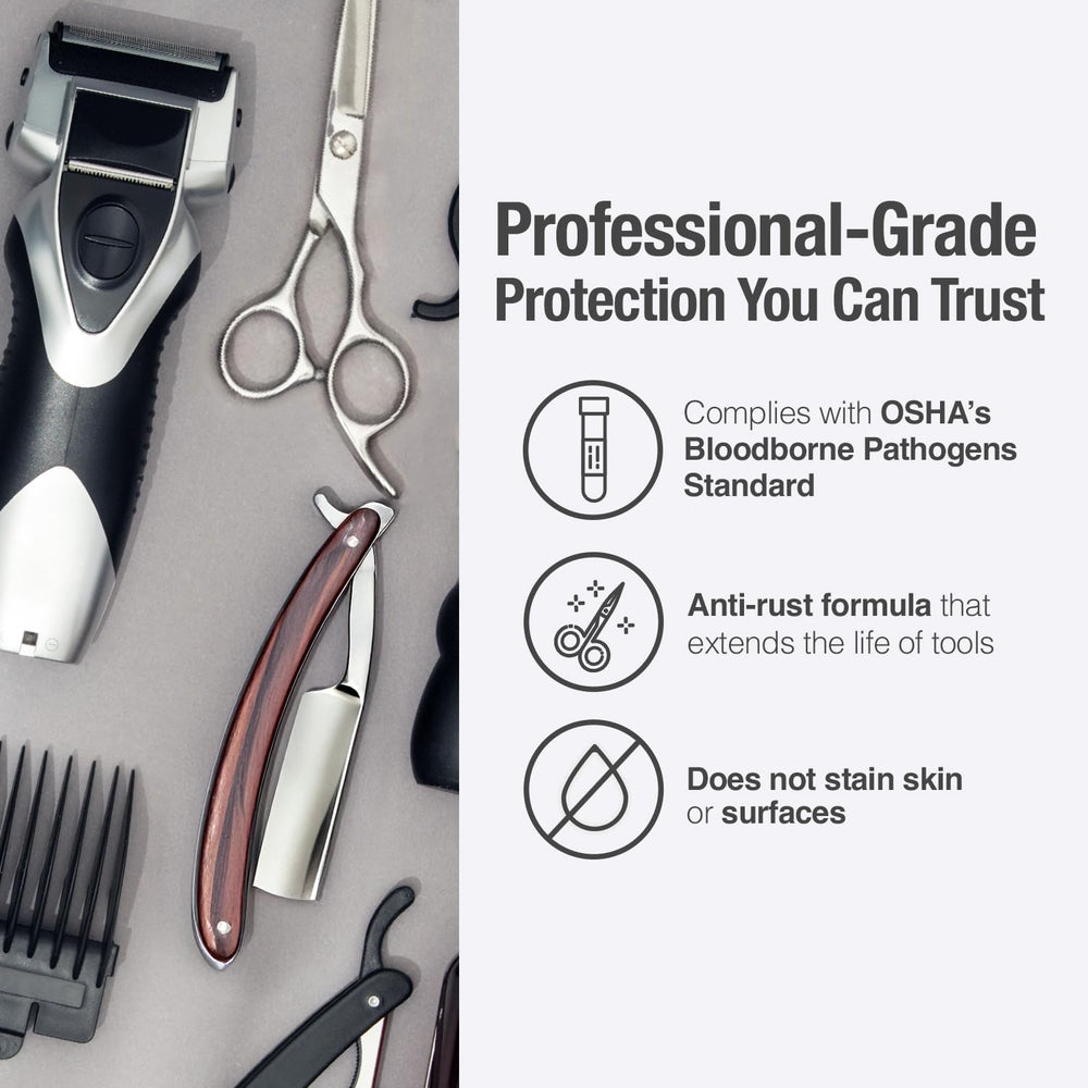 BARBICIDE gallon surface sanitizing for high-touch areas in salons.