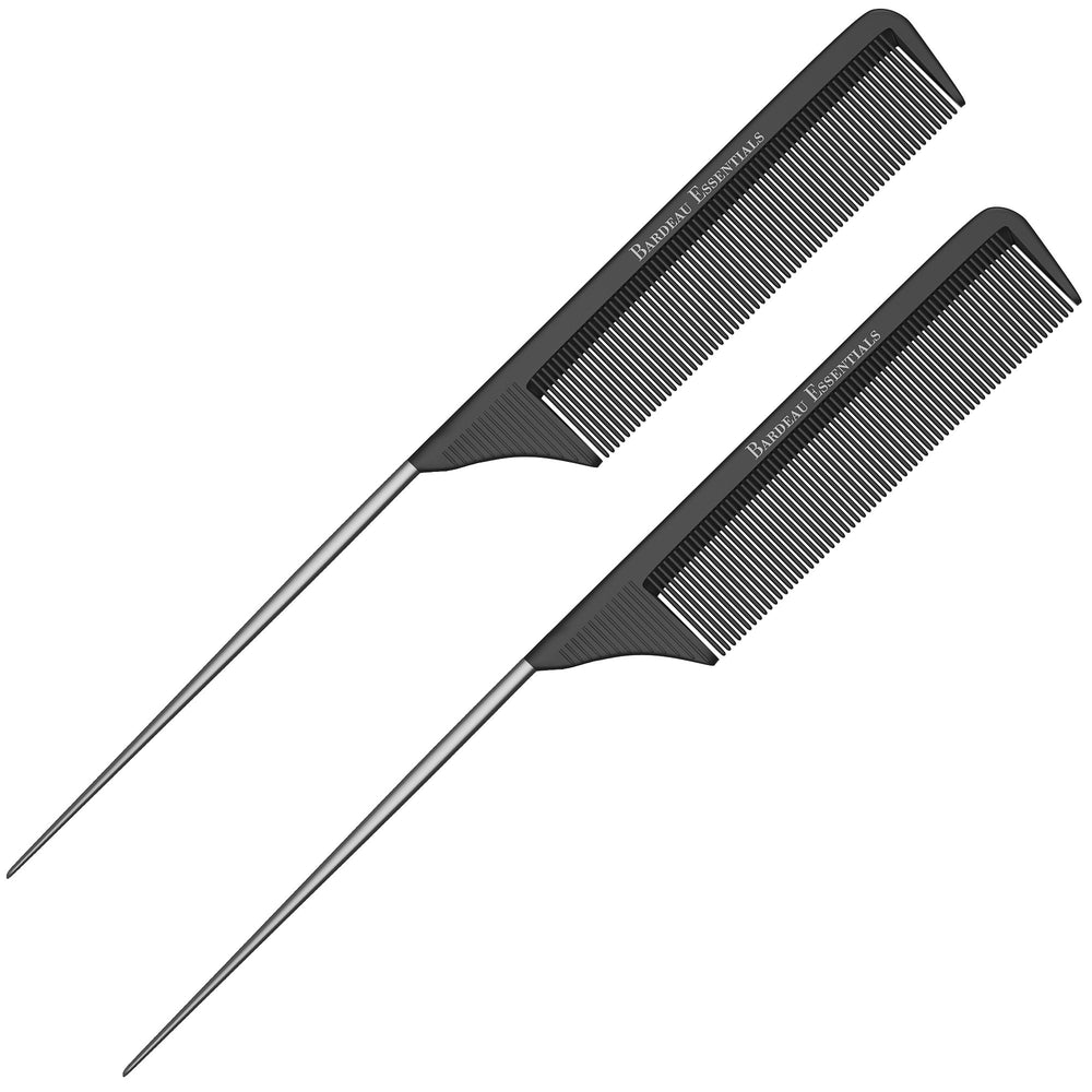 Bardeau Essentials professional tail comb in black carbon fiber for precise parting.