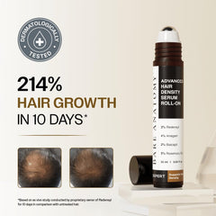 Bare Anatomy Advanced Hair Density Roll-On application roller shown for precise, mess-free use