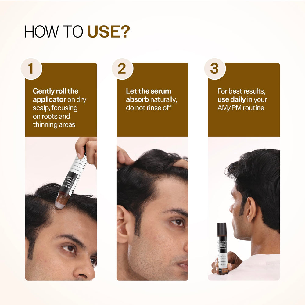 Bare Anatomy roll-on being applied to the scalp for targeted treatment